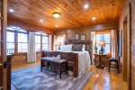 Main Level Master Suite Features King Size Bed and Views of Lake Blue Ridge